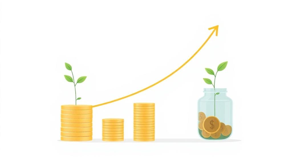 compound interest calculator showing exponential savings growth