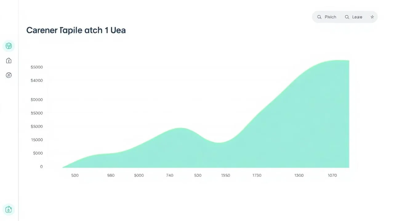 Projected credit score prediction line graph rising from poor to excellent