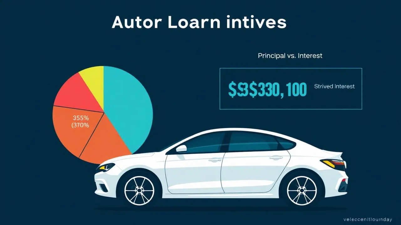 Vehicle loan interest calculator showing principal vs interest breakdown for an auto loan